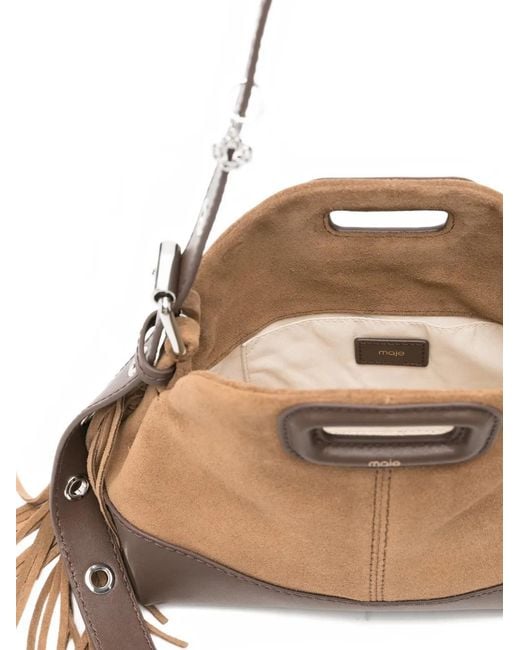 Maje Brown Sac Porté Épaule Miss M À Bride Frangée