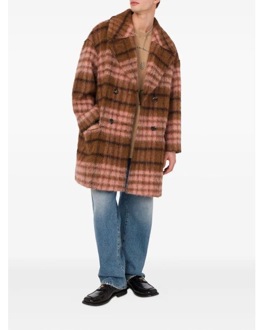 Moschino Men's Brown Checked Oversized Coat