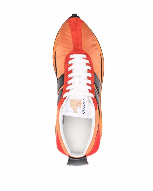 Lanvin レザー ローカット スニーカー カラー オレンジ メンズ Lyst