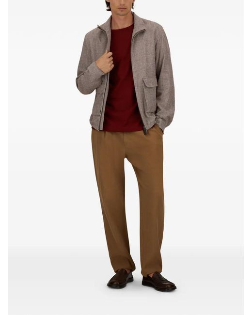 Herno Gray Houndstooth Bomber Jacket for men