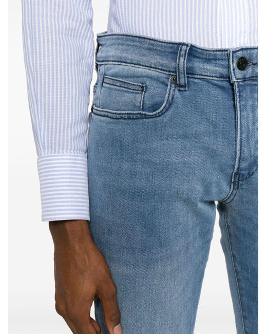 Boss Blue Mid-rise Straight-leg Jeans for men