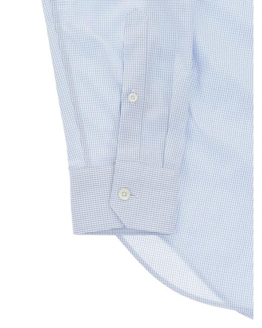 Corneliani Blue Checked-Pattern Slim-Fit Shirt for men