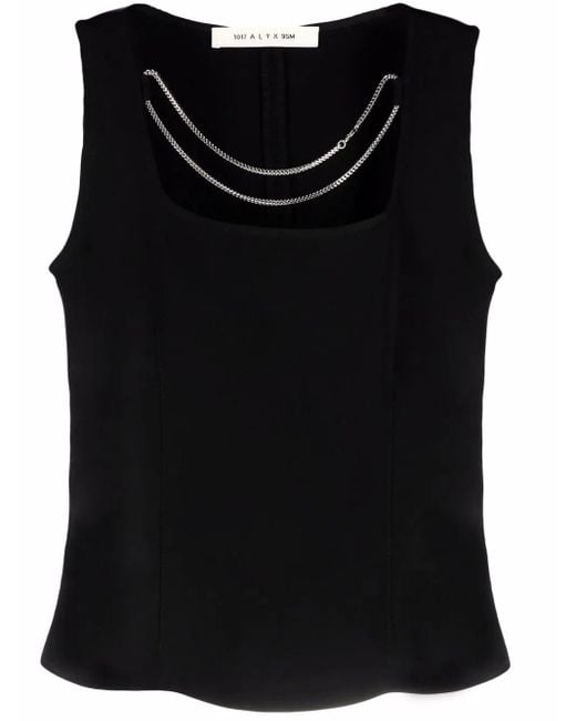 1017 ALYX 9SM Black Chain-Detail Sleeveless Blouse