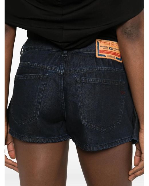 DIESEL Blue Pleated Denim Shorts