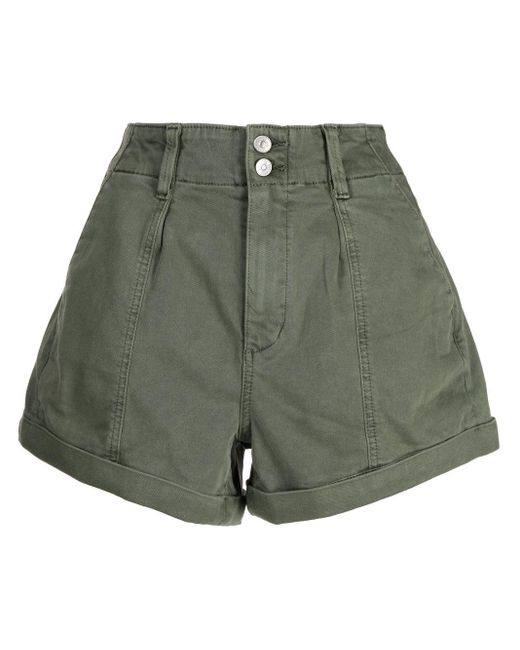 PAIGE Green Brooklyn High-waisted Shorts