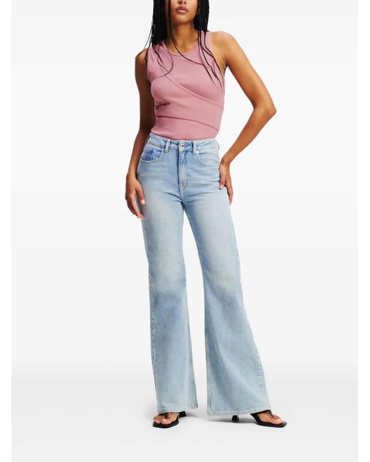 Karl Lagerfeld Blue High-Rise Flared Jeans