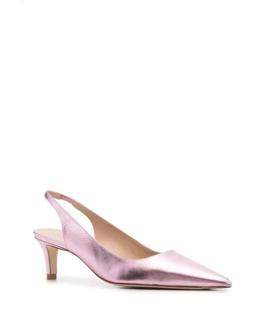 Stuart Weitzman Pink Metallic-Effect Pointed Pumps