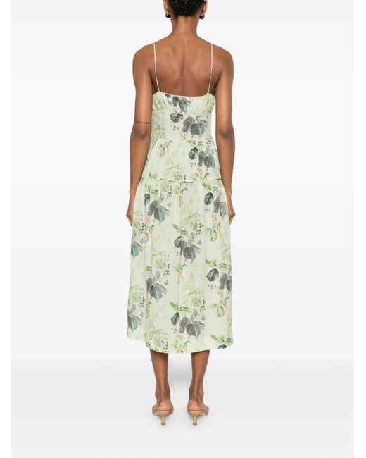 Doen Green Benoit Floral-Print Midi Dress