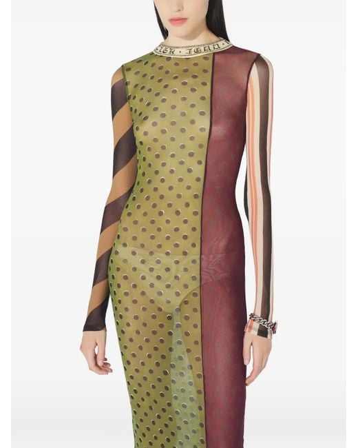 Jean Paul Gaultier Green Patchwork Printed Maxi Dress