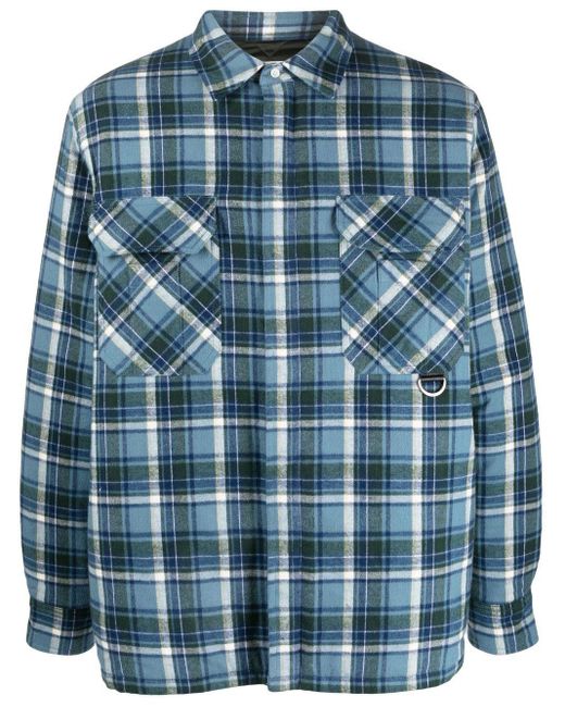 Loewe Blue Cargo-pocket Plaid-check Shirt for men