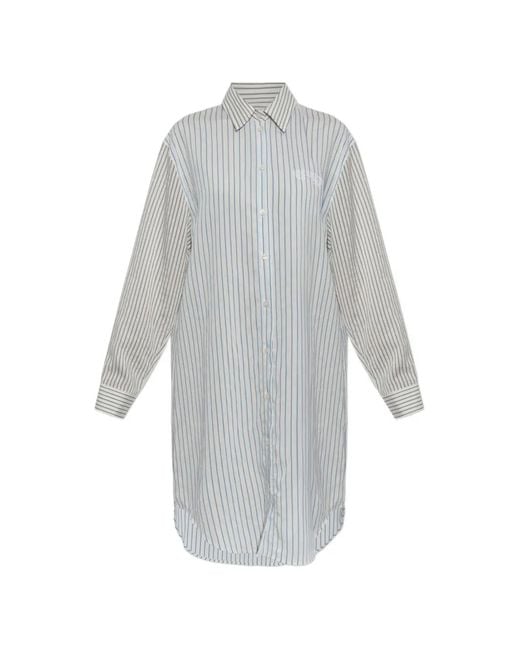 DIESEL Gray Striped Long-Sleeve Dress