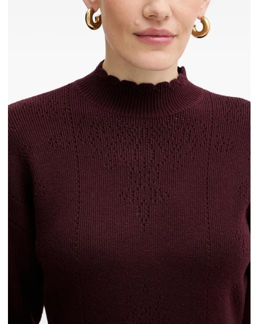 Twinset Purple Scallop-Hem Mock-Neck Mini Dress