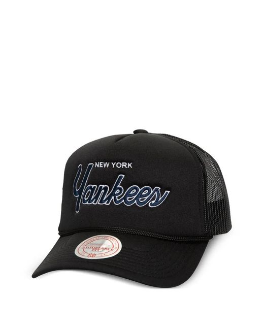 Mitchell & Ness Black New York Yankees Mlb Script Trucker Baseball Cap for men