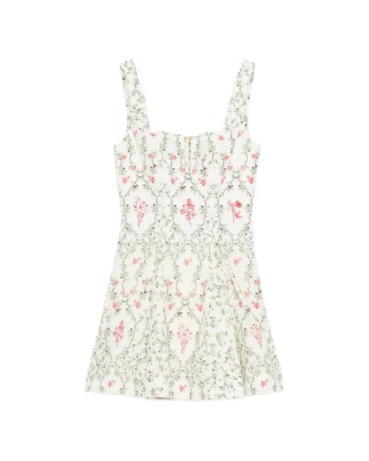 Agua Bendita White Agua Cauca Floral-Print Sweetheart-Neck Dress