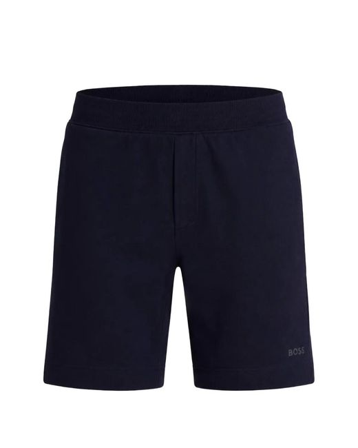 BOSS GREEN HUGO BOSS Blue Logo-Detail Elasticated-Waist Shorts for men