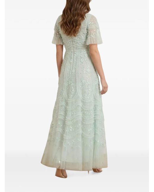 Needle & Thread Green Gianna Ruffled Gown
