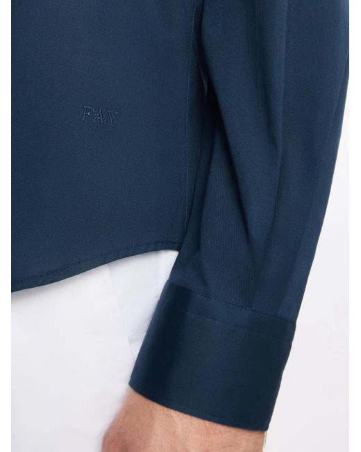 メンズ Fay コットン シャツ Blue