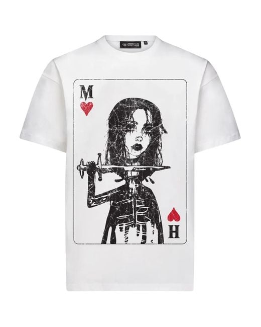 Mostly Heard Rarely Seen White Heart Playing Card T-Shirt for men