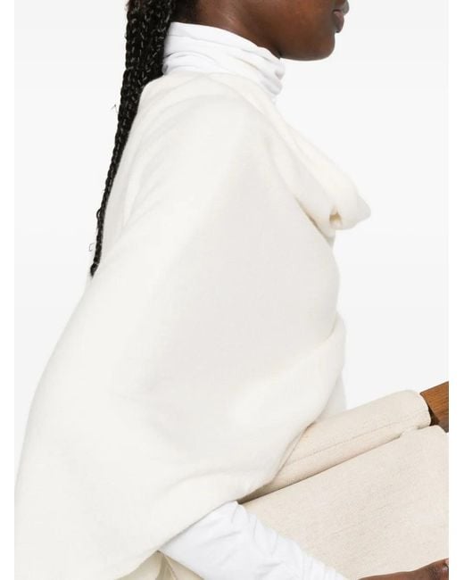 Bompard White Cowl-Neck Cashmere Poncho