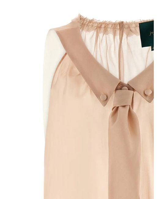 Jejia Natural Ruffle-Collar Silk Blouse