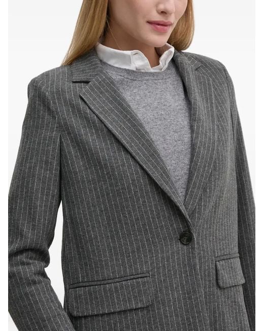 Ouí Gray Pinstripe Flap-Pocket Blazer