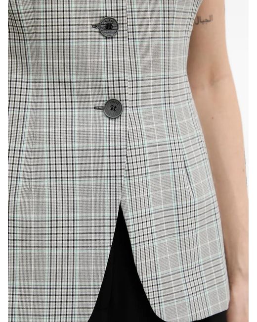Guess Gray Carla Check-Pattern Button-Up Top