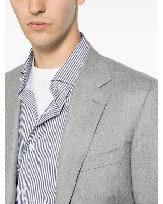 Canali Gray Notched-Lapel Single-Breasted Blazer for men