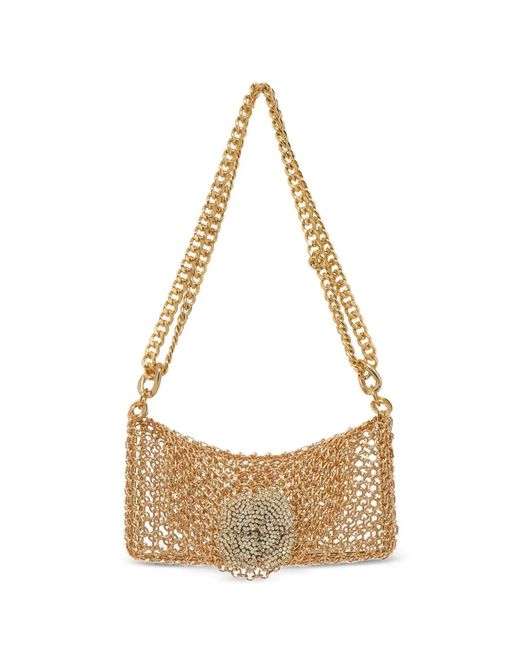 Silvia Gnecchi Metallic Sac Porté Épaule Camelia À Ornements