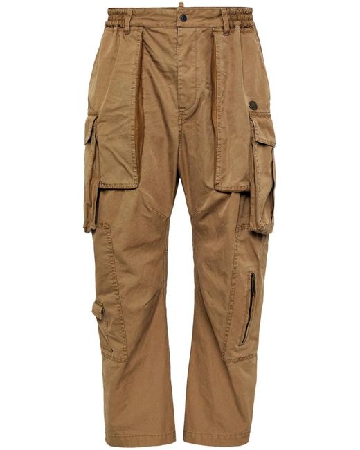 DSquared² Natural Multi-Pocket Panelled Cargo Trousers for men