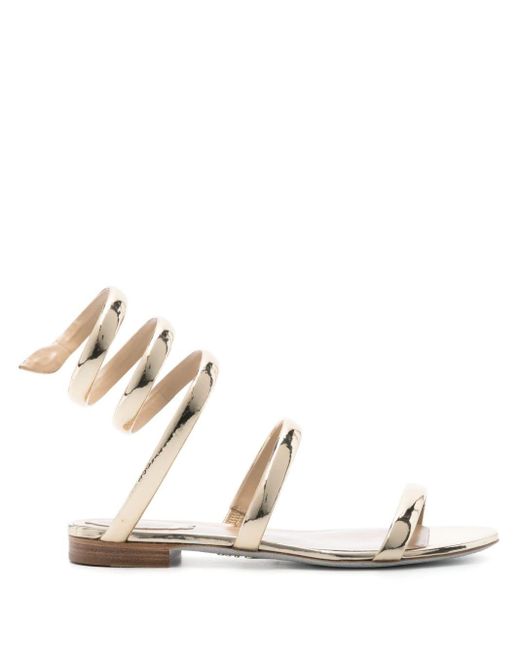Rene Caovilla White Cleo Mirrored Sandals