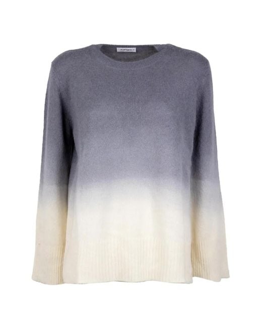 Kangra Blue Ombré-Effect Crew-Neck Sweater