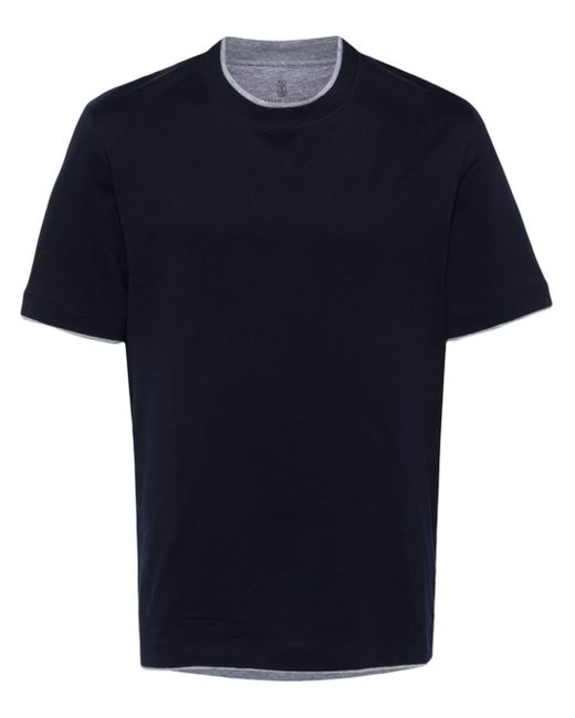 Brunello Cucinelli T-Shirt im Layering-Look in Blue für Herren