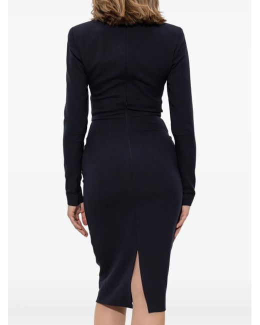 Victoria Beckham Blue Fitted Dress With Long Sleeves
