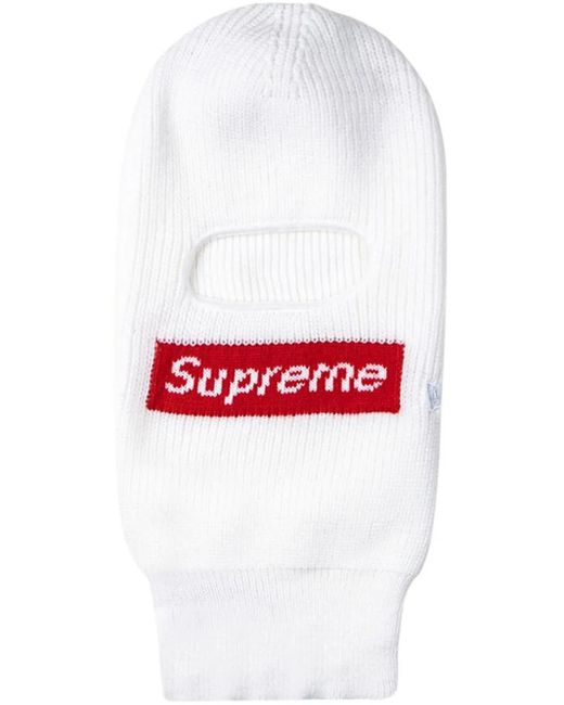Supreme White X New Era Box Logo Knitted Balaclava