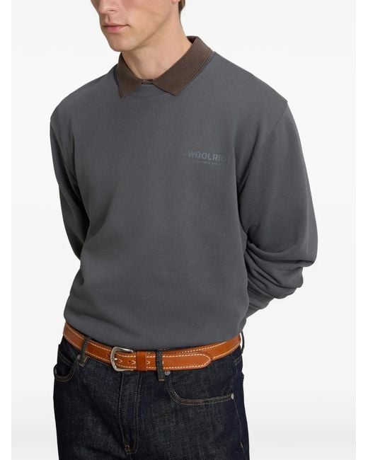 Woolrich Gray Sweat À Logo Et Col Rond Macro for men