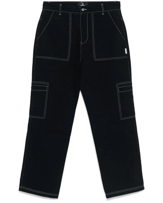 Represent Blue Contrast-Stitching Trousers for men
