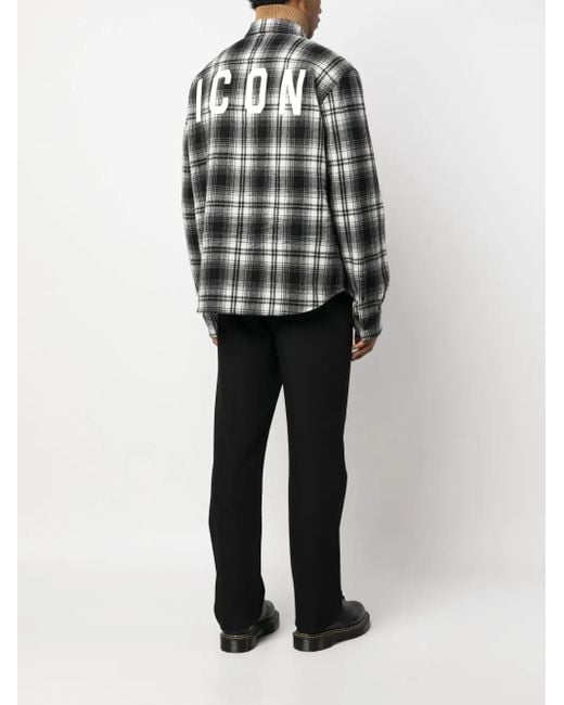 DSquared² Gray Plaid-Check Shirt Jacket for men