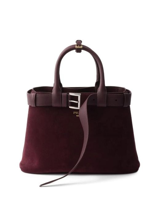 Prada Red Mittelgroße Buckle Tote Bag