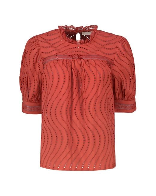 Ulla Johnson Red Virginia Ruffled Blouse