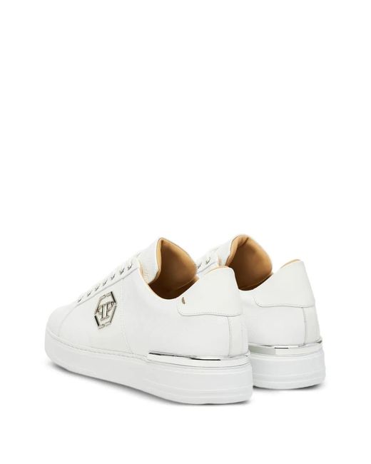 Philipp Plein White Monogram Low-Top Sneakers