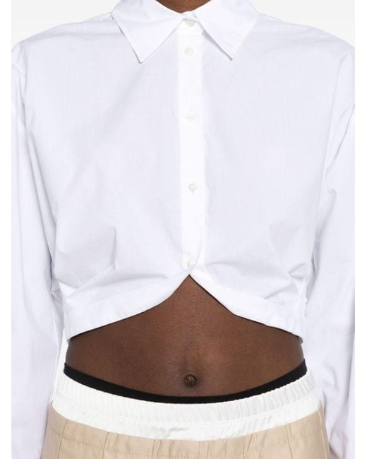 Sandro White Cropped-Hemd aus Baumwolle