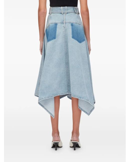 3.1 Phillip Lim Blue Patchwork Belted Midi Skirt