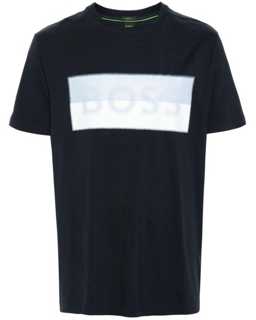 Boss Blue Logo-appliqué Short-sleeve T-shirt for men