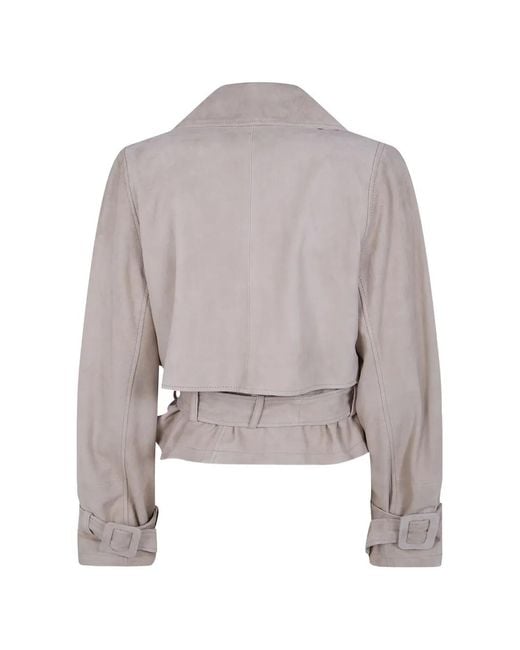 DR. HOPE Gray Belted Suede Jacket