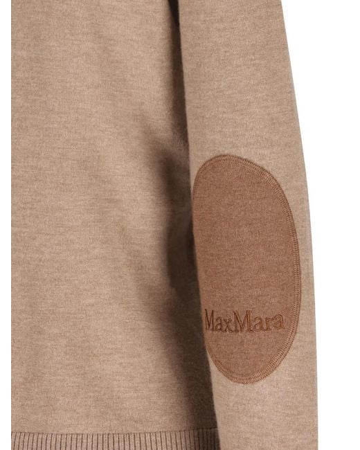 Max Mara Natural Rollkragenpullover Mit Ellbogen-Patch