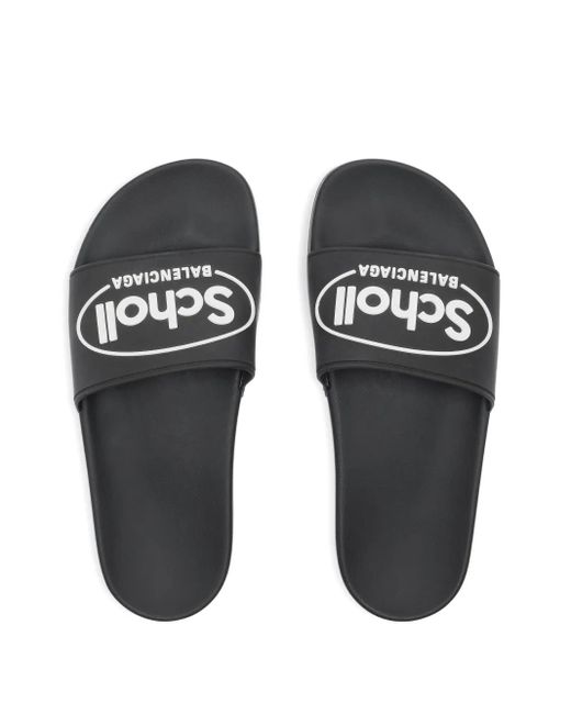Balenciaga Black X Scholl Logo Slides for men