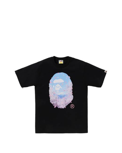 A Bathing Ape Black Floral-Print T-Shirt for men