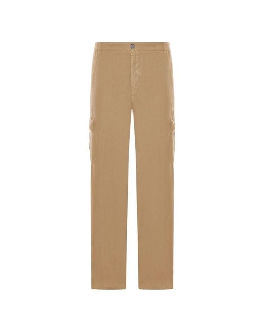 120% Lino Natural Linen Cargo Pants for men