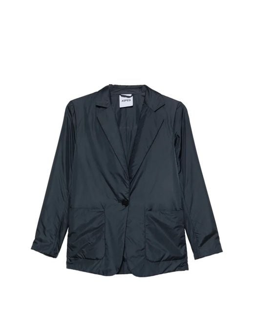 Aspesi Blue Single-Breasted Pocket Blazer