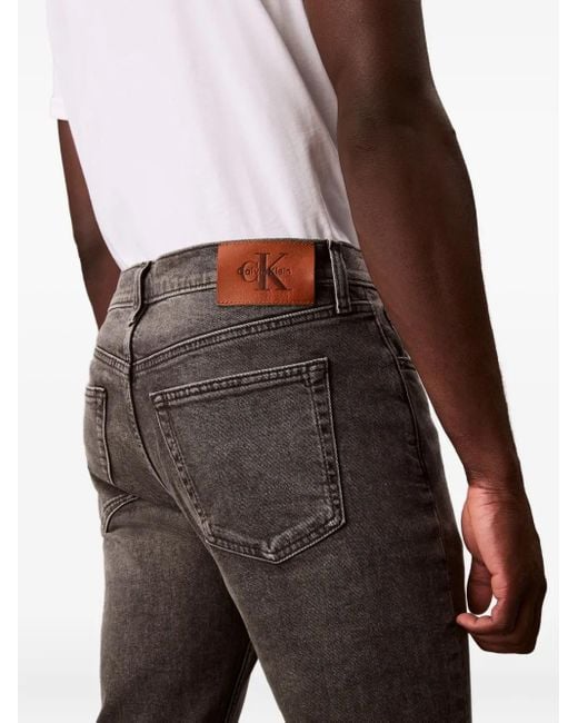 Calvin Klein Gray Logo-Patch Jeans for men
